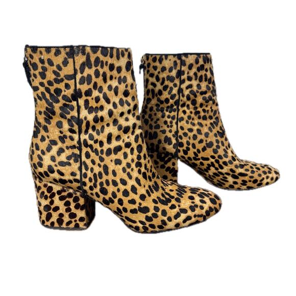 J.Crew Sadie Leopard Calf Hair Ankle Boots Size 10 - Picture 8 of 13